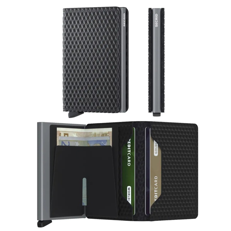 Secrid Slimwallet Compact RFID Wallet - Cubic - Black / Titanium