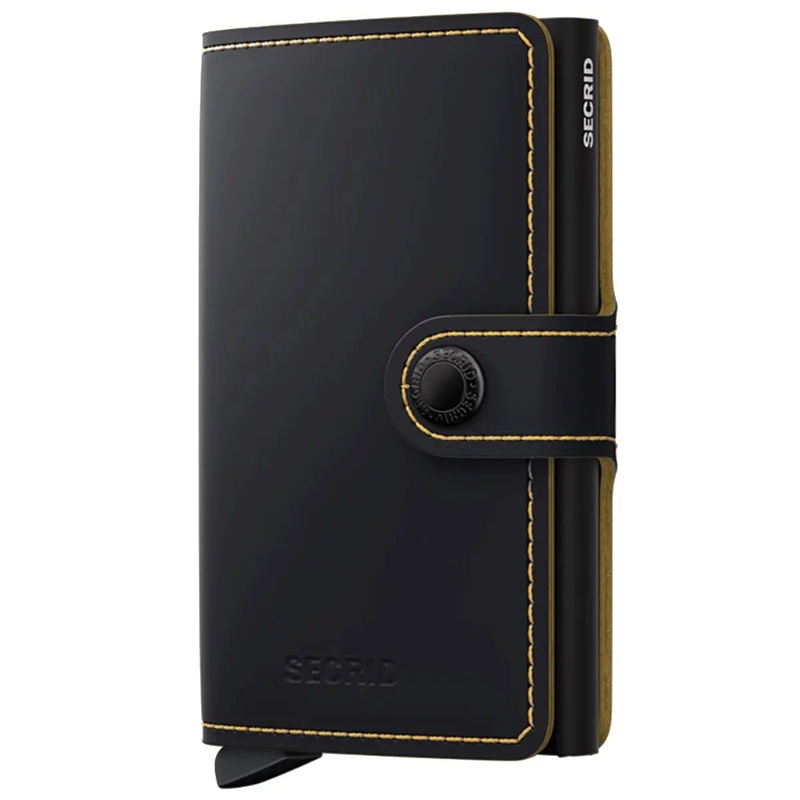 Secrid Miniwallet Compact RFID Wallet - Matte Black and Ochre