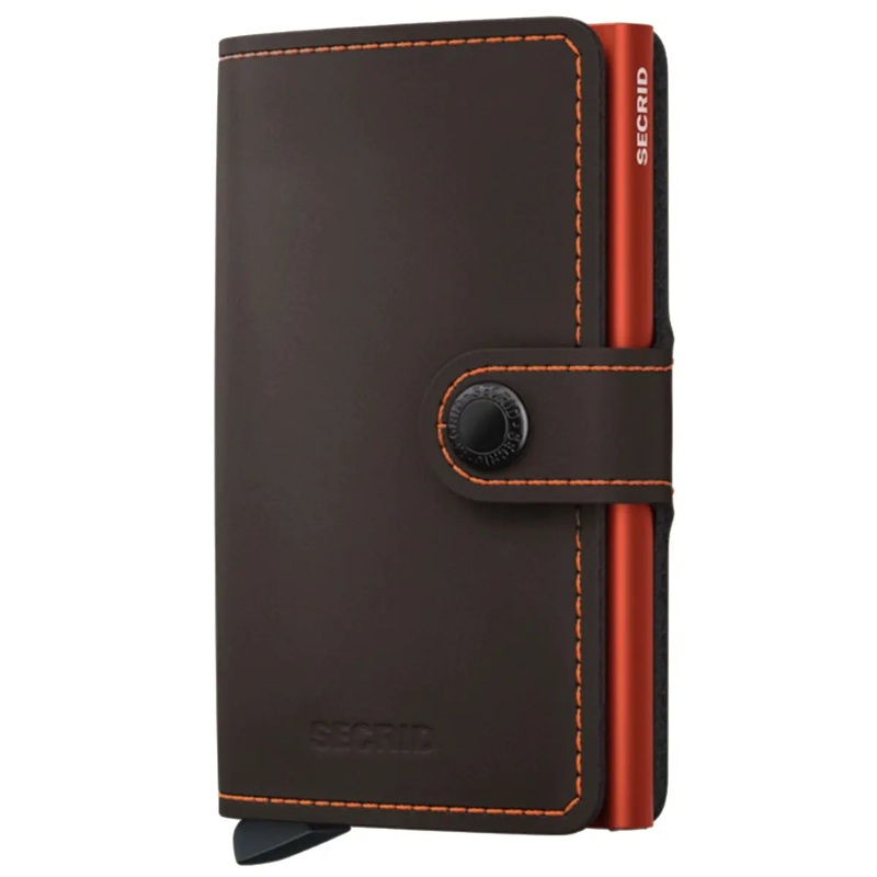 Secrid Miniwallet Compact RFID Wallet - Matte Truffle and Orange