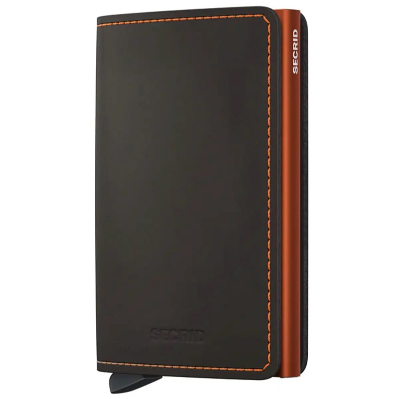 Secrid Slimwallet Compact RFID Wallet - Matte Truffle / Orange