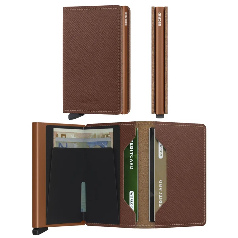 Secrid Slimwallet Compact RFID Wallet - Saffiano Caramel