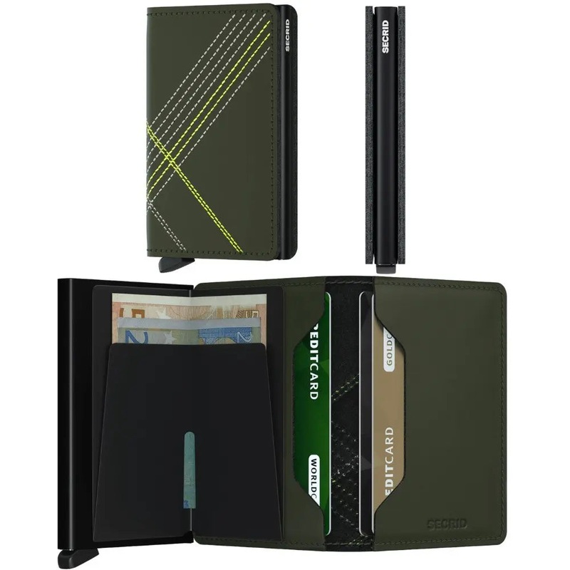 Secrid Slimwallet Compact RFID Wallet - Stitch - Linea Lime