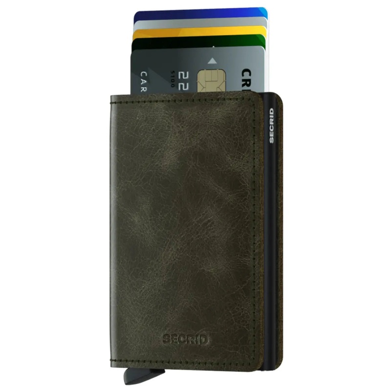 Secrid Slimwallet Compact RFID Wallet - Vintage Olive Black