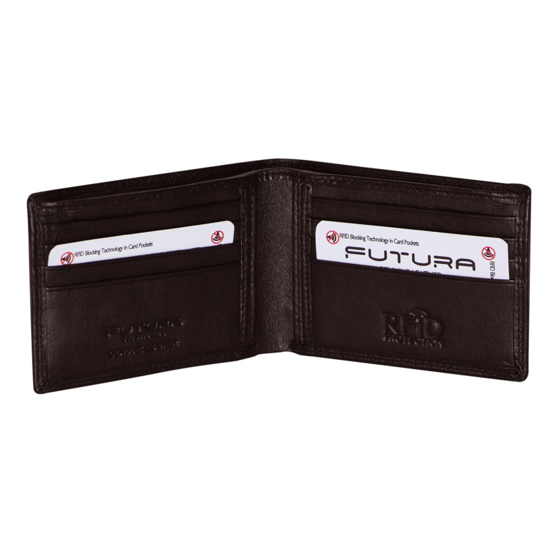 Futura Mens RFID Slim Leather Wallet - Brown