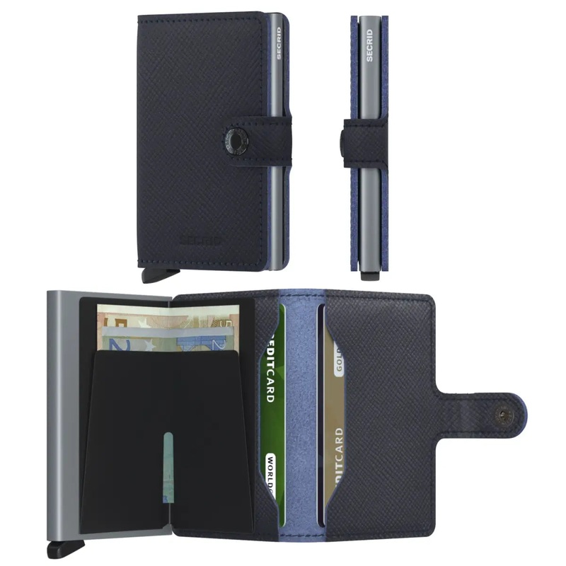 Secrid Miniwallet Compact RFID Wallet - Saffiano Navy