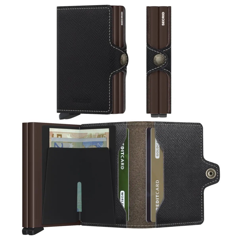Secrid Twinwallet Compact RFID Wallet - Saffiano Brown