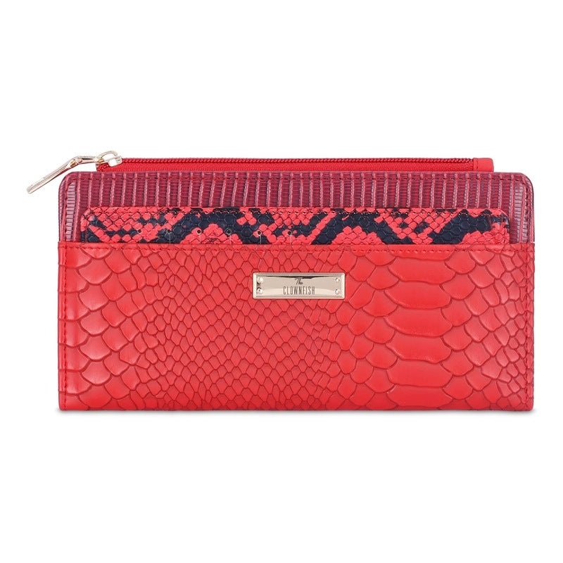 Bi-Fold Faux Leather Womens Wallet - Elegant Design, Organized Structure | Extra Card Holder | 20x2x11 cm | Crimson Red