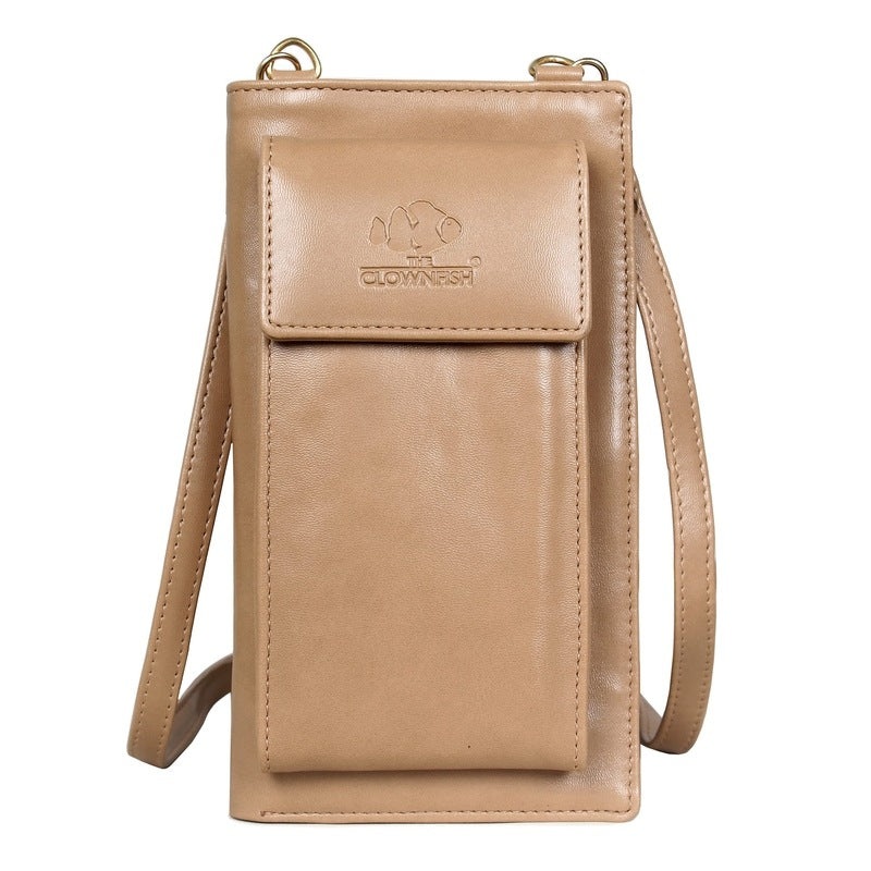 THE CLOWNFISH Adora Ladies Wallet with Snap Closure, Card Slots | Sling Bag | Saddle Brown