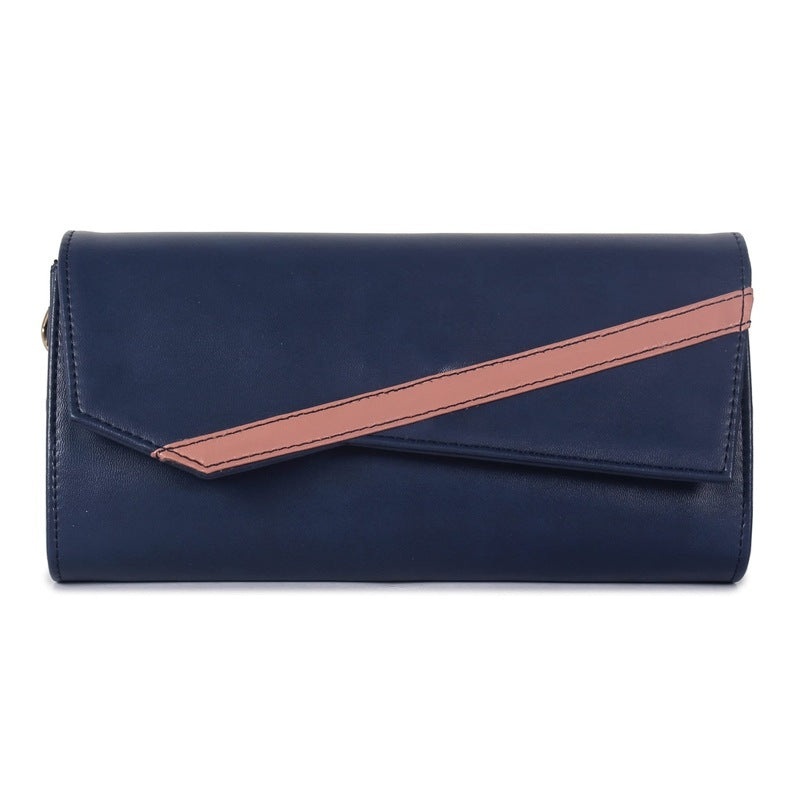 THE CLOWNFISH Ivana Series: Womens Wallet Clutch | Adjustable Shoulder Strap | Navy Blue