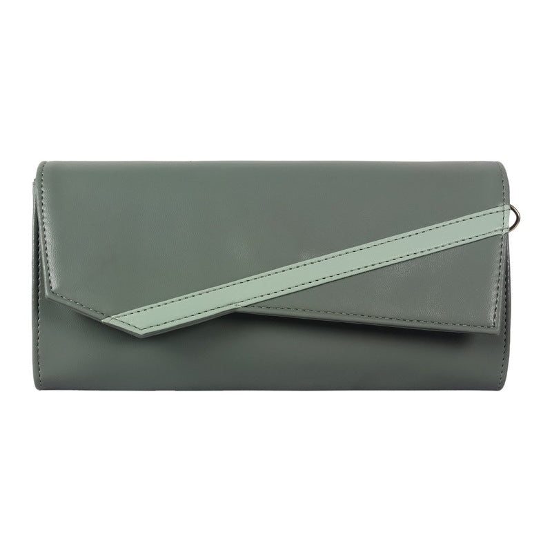 THE CLOWNFISH Ivana Series Womens Wallet Clutch Ladies Purse Sling Bag with multiple card slots (Olive Green)