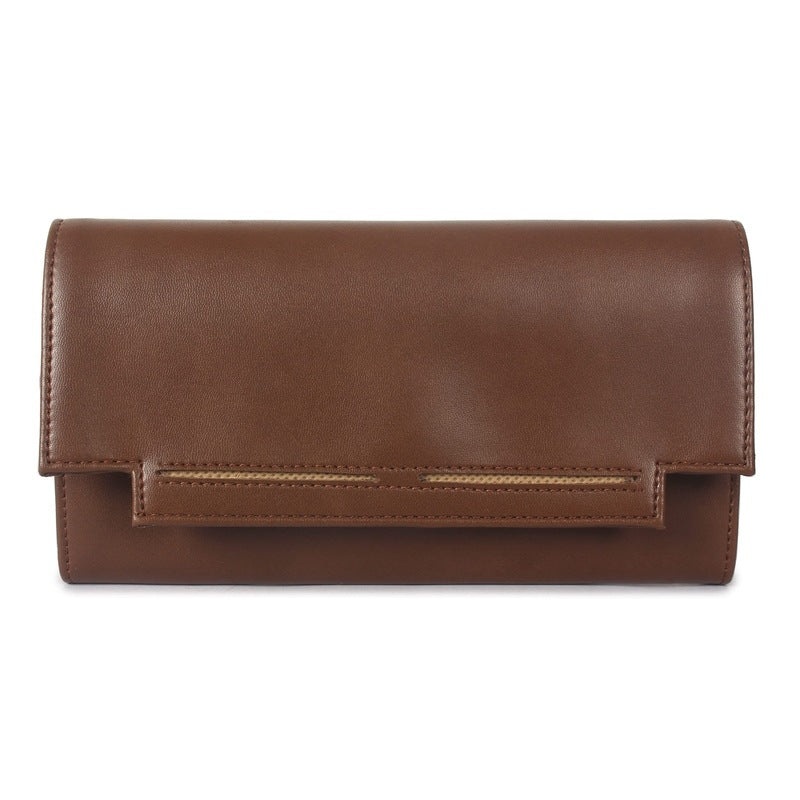 THE CLOWNFISH Laura Collection Womens Wallet Clutch - Stylish Design with Multiple Card Slots | Compact Size | Brown