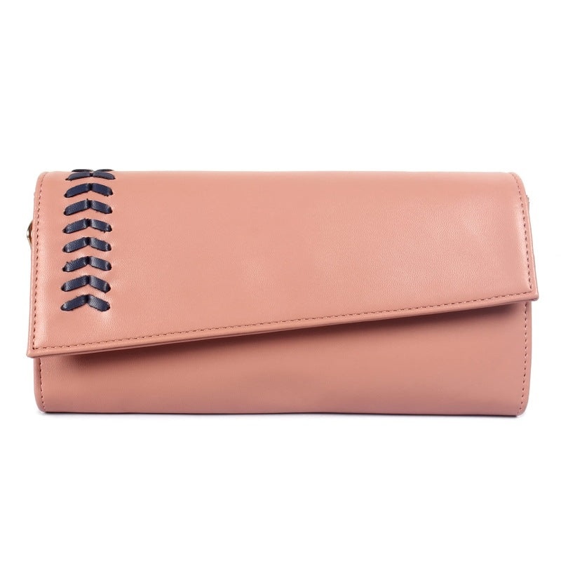 THE CLOWNFISH Myra Collection Womens Wallet Clutch Ladies Purse Sling Bag with Card slots (Peach)