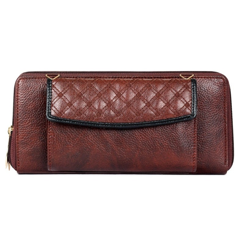 THE CLOWNFISH Women Synthetic Diamond Ladies Wallet With Front Mobile Pocket (Dark Brown)