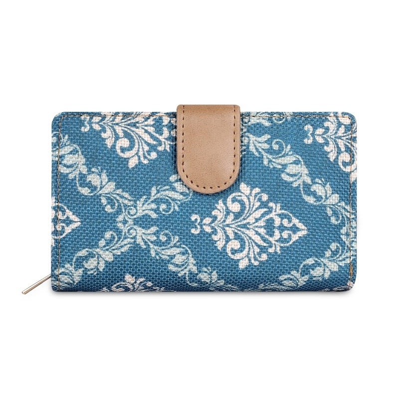 Womens Wallet with Snap Flap Closure & Multiple Card Holders | 21 cm | White-Floral