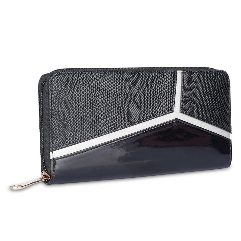 Faux Leather Zip Around Women's Wallet - Elegant Design | Clutch & Coin Pocket | Jet Black