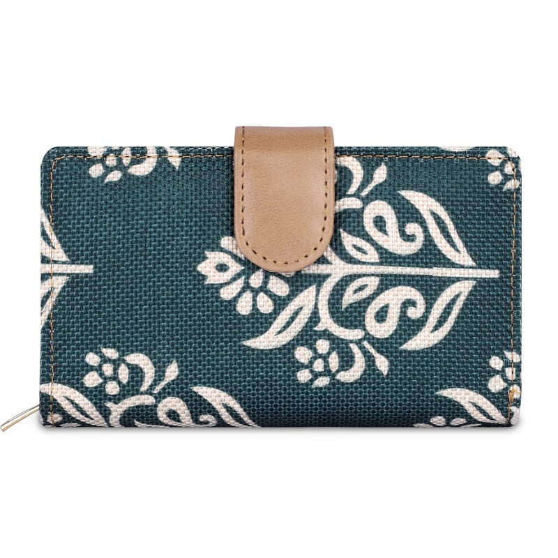 Stylish Women's Wallet Clutch - Multiple Compartments | Vegan Leather | Dark Green