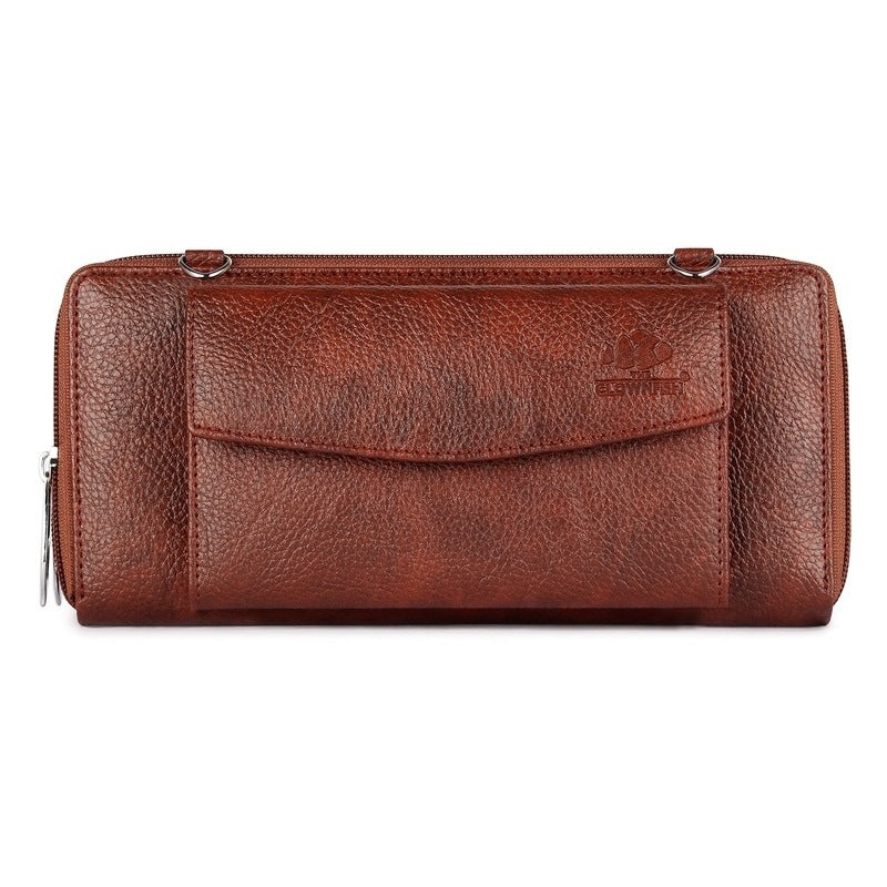 THE CLOWNFISH Faux Leather Women's Wallet with Multiple Card Slots & Front Mobile Pocket (Rust)