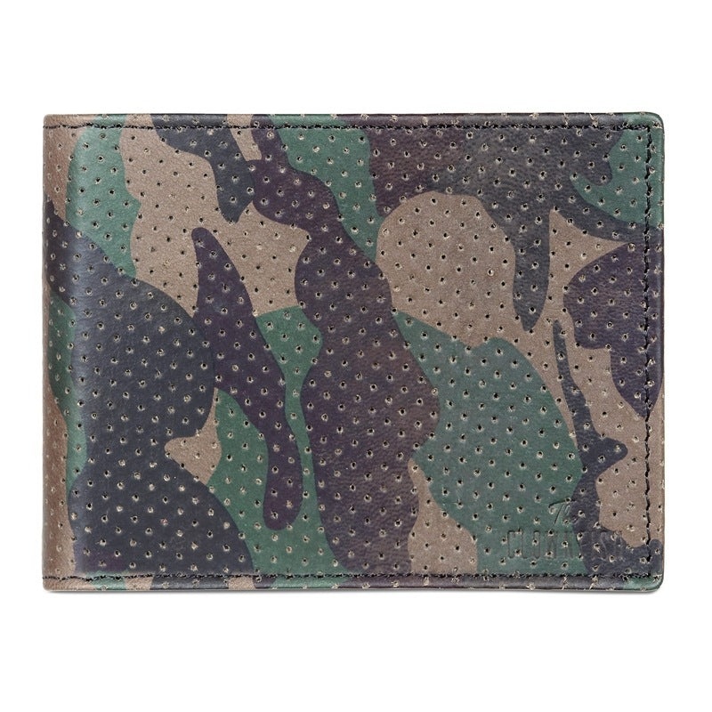 THE CLOWNFISH RFID Protected Genuine Leather Bi-Fold Wallet for Men with Multiple Card Slots, Coin Pocket & ID Window (Camouflage)