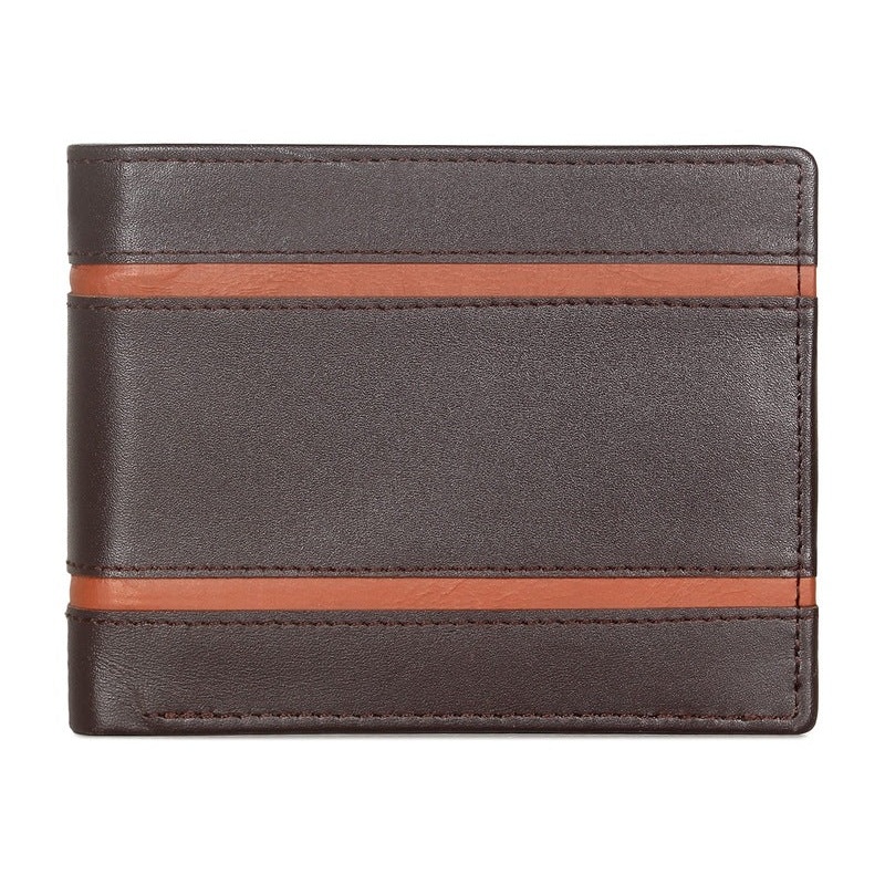 THE CLOWNFISH RFID Protected Genuine Leather Bi-Fold Wallet for Men with Multiple Card Slots, ID Window & Coin Pocket (Russet Brown)