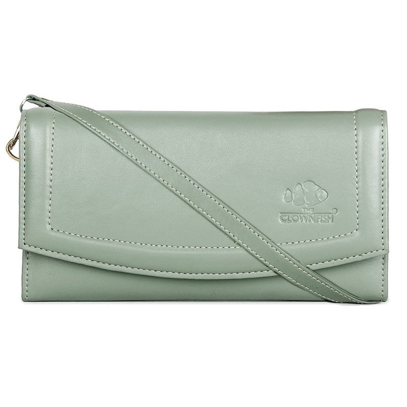 THE CLOWNFISH Trixie Women Wallet Purse Sling Bag With Shoulder Belt (Seafoam)
