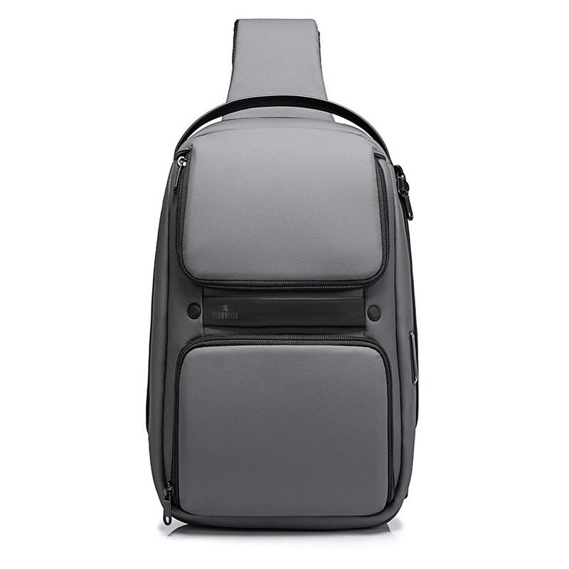 THE CLOWNFISH Unisex Travel Sling Bag - USB Charging, Anti-Theft | 8.5L | Grey