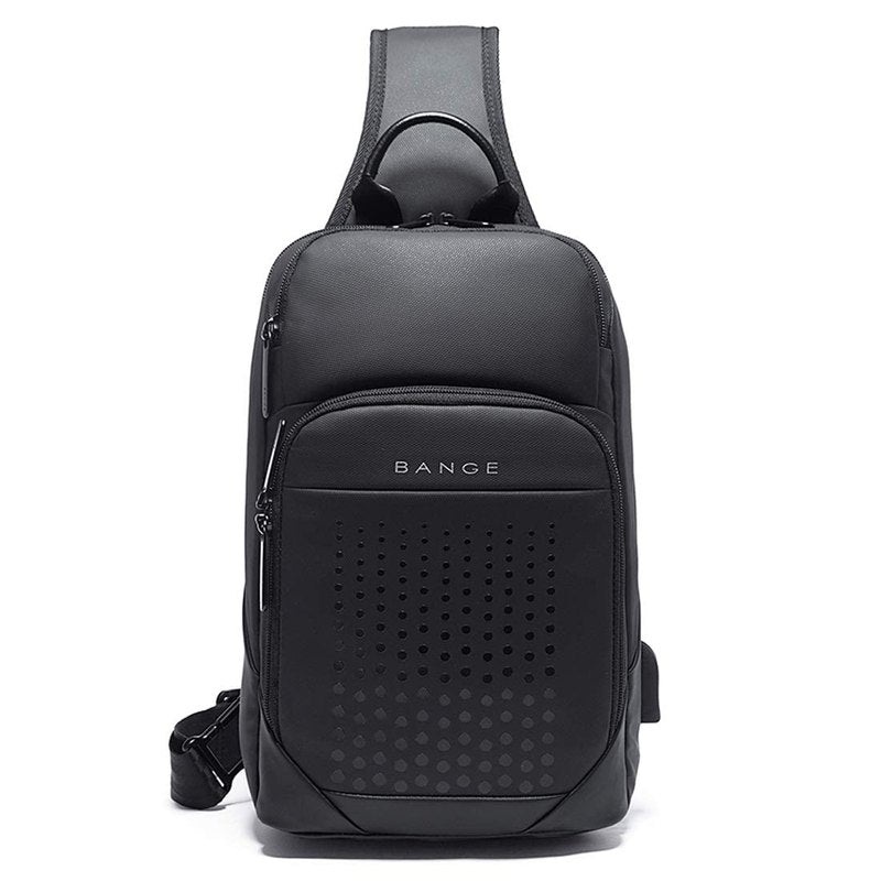 THE CLOWNFISH Water Resistant Anti-Theft Sling Crossbody Bag with USB Charging (Black)