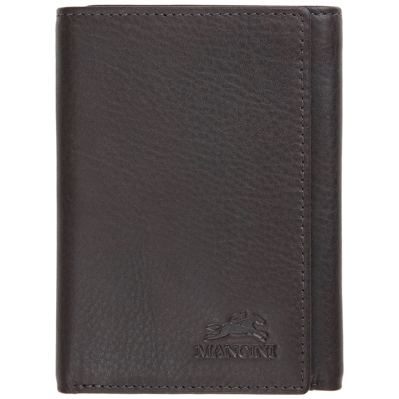 Mancini Leather Men's RFID Secure Trifold Wing Wallet