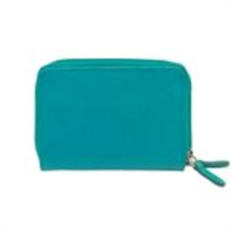 Leather Double Zip Around Card Case RFID