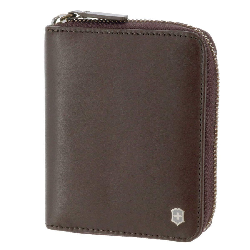 Victorinox Altius Edge Weyl Zippered Clutch Wallet w/RFID Protection Dark Earth Leather One Size