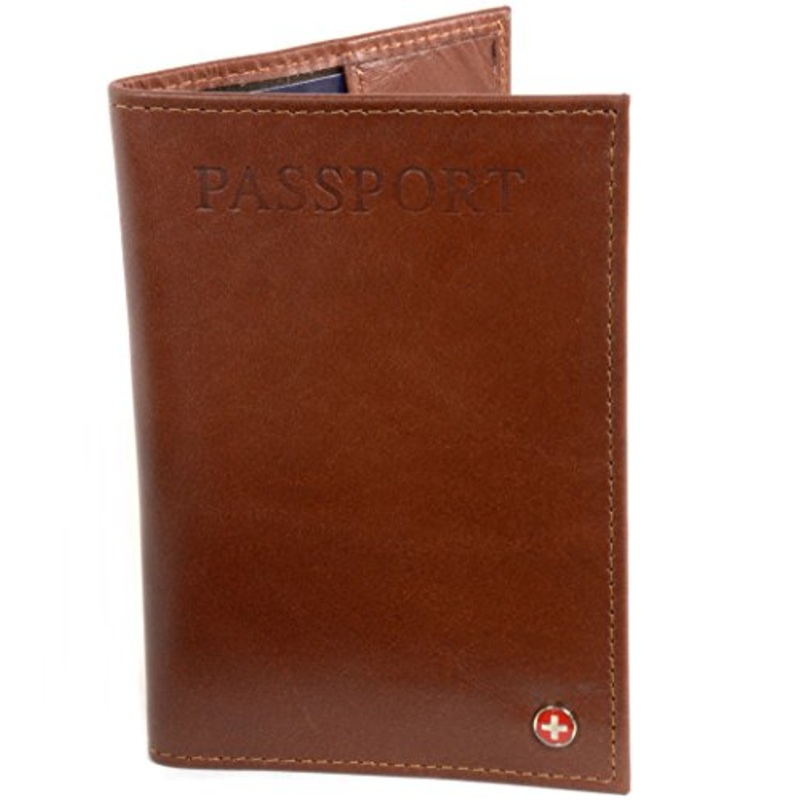 Alpineswiss Rfid Blocking Leather Passport Cover Id Protection Travel Case Brown
