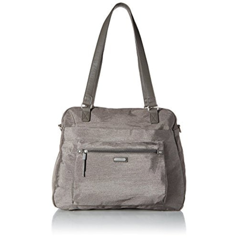 Baggallini New Classic Overnight Expandable Laptop Tote with RFID Phone Wristlet, Sterling Shimmer