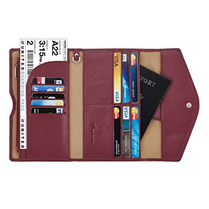 Travelambo Rfid Blocking Passport Holder Wallet & Travel Wallet Envelope Various Colors(wine red/burgundy)