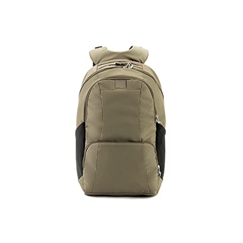 Pacsafe Metrosafe LS450 25 Liter Anti Theft Laptop Backpack - with Padded 15" Laptop Sleeve, Adjustable Shoulder Straps, Patented Security Technology (Khaki), Earth Khaki