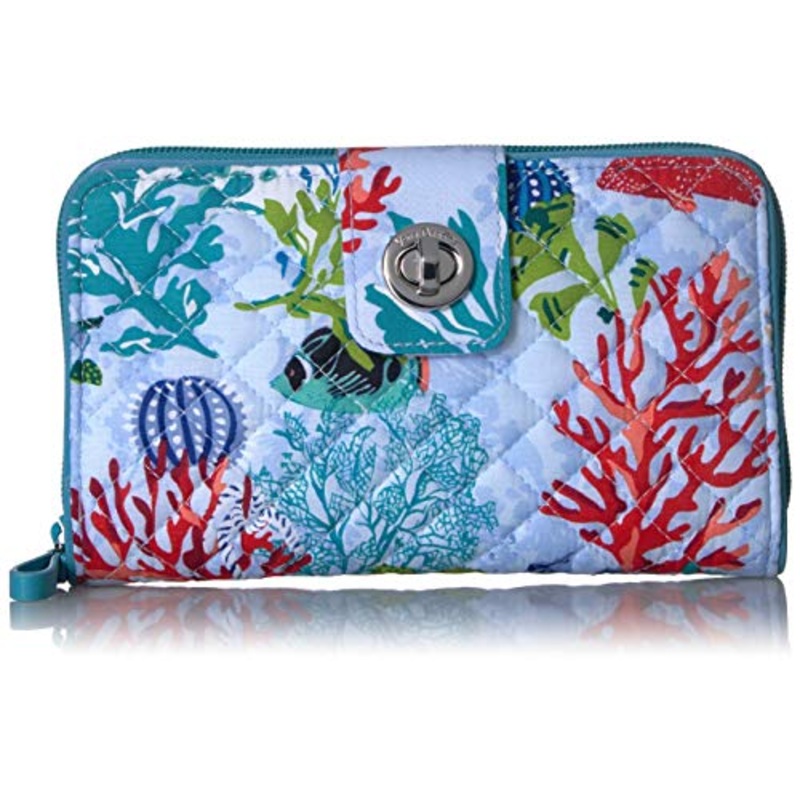 Vera Bradley Iconic RFID Turnlock Wallet, Signature Cotton, Shore Thing