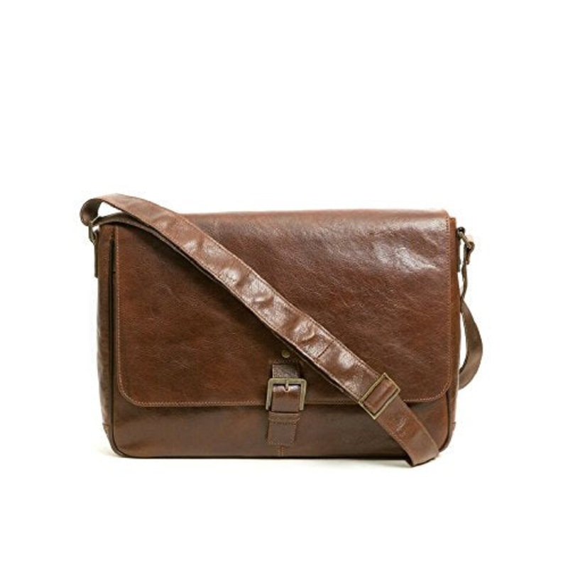 Boconi Becker Buckle Rfid Messenger (Whiskey W/ Khaki And Gingham)