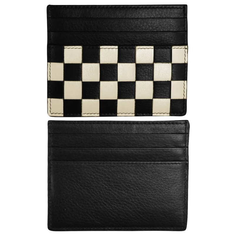 ili New York Leather RFID Checkerboard Card Case Wallet