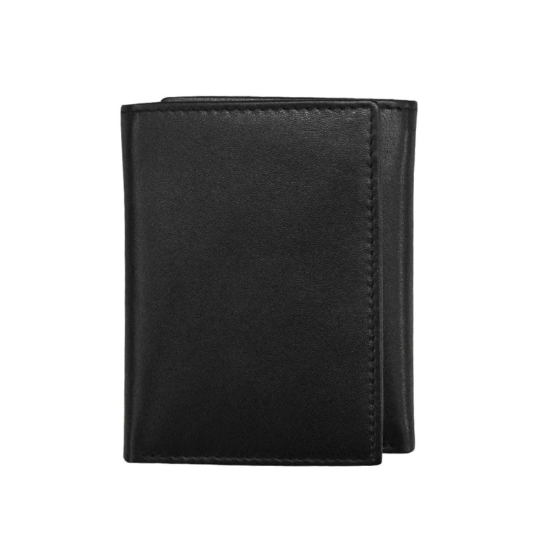 ili New York RFID Trifold Leather Wallet (Black)