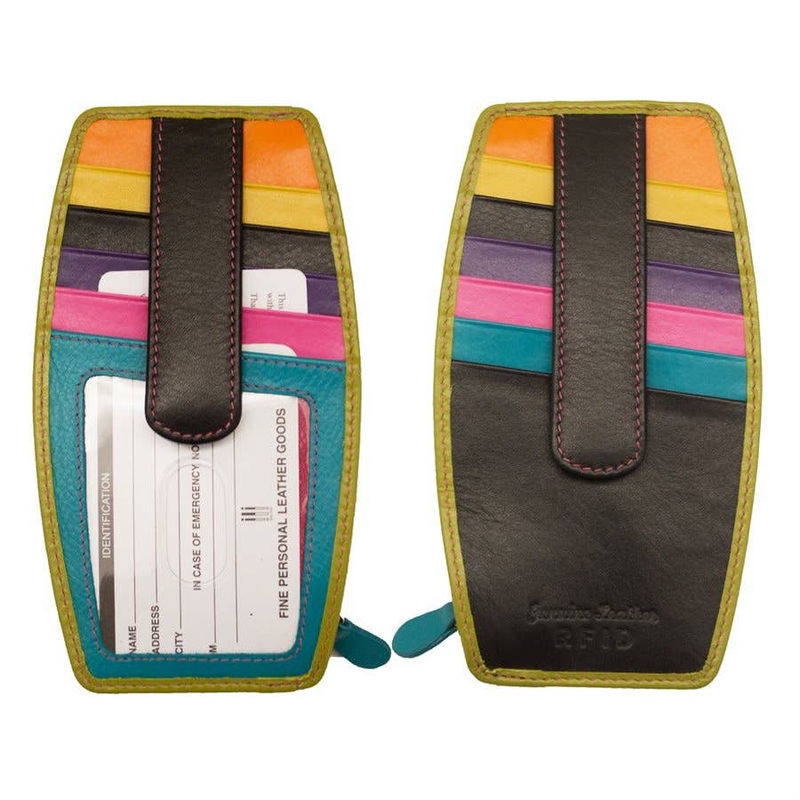 ILI New York RFID Leather Card Holder Wallet with Zip Pocket- 7804