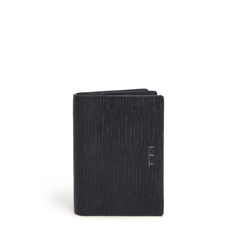 Tumi Nassau Gusseted Card Case 152375 Black Embossed