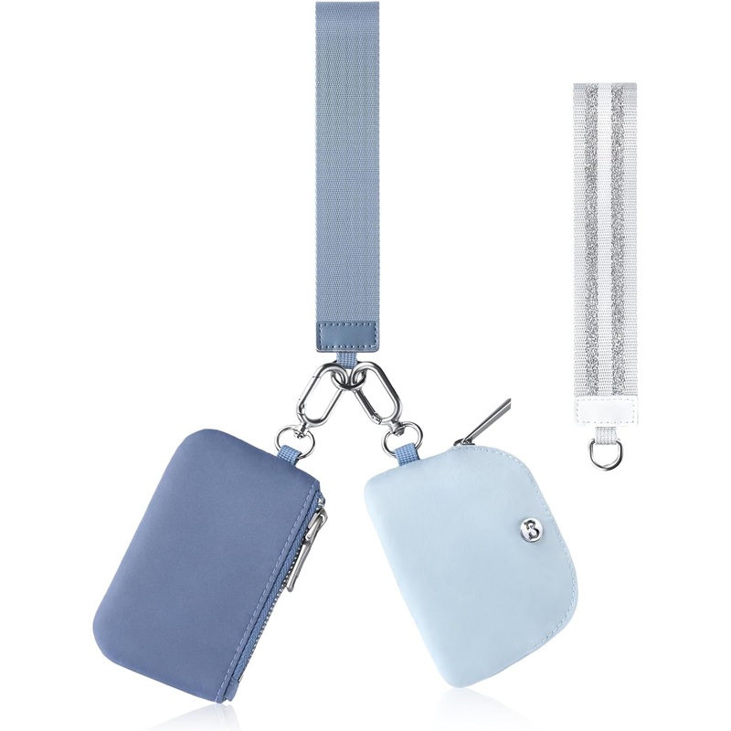 Babysun Mini Zip around Dual Pouch Wristlet with 2 Straps Wristlet Keychain Wallet for Women Coin Purse Small Cute for Teen Girl