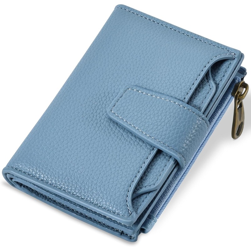 Bifold Small Wallet for Women with Zipper Coin Pocket & ID Window
