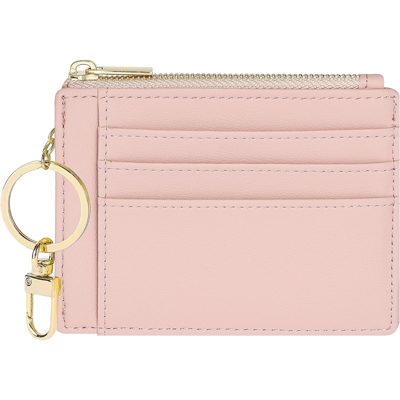 Card Case Slim Front Pocket Wallet for Women with Keychain