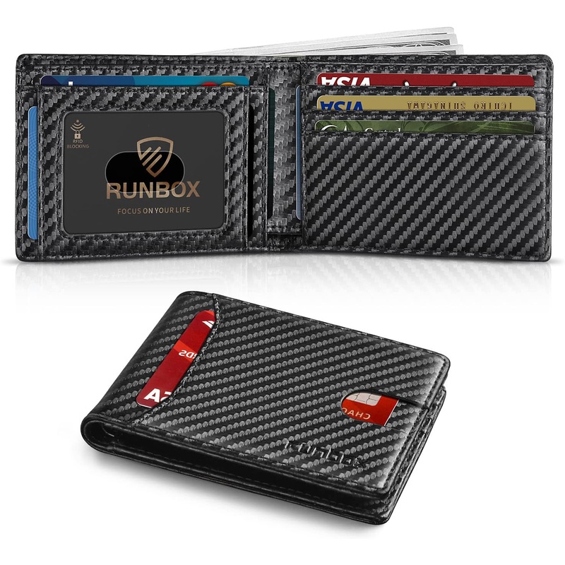 Slim Bifold Wallet for Men Minimalist Front Pocket Wallet - Carbon Black