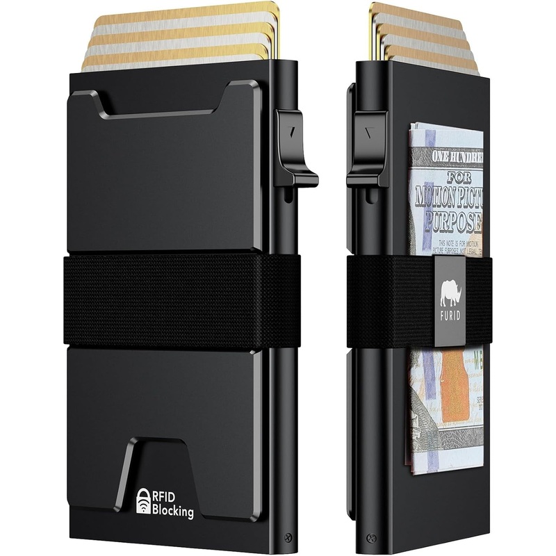 Slim Minimalist Aluminum Wallet for Men Smart Pop Up Card Holder