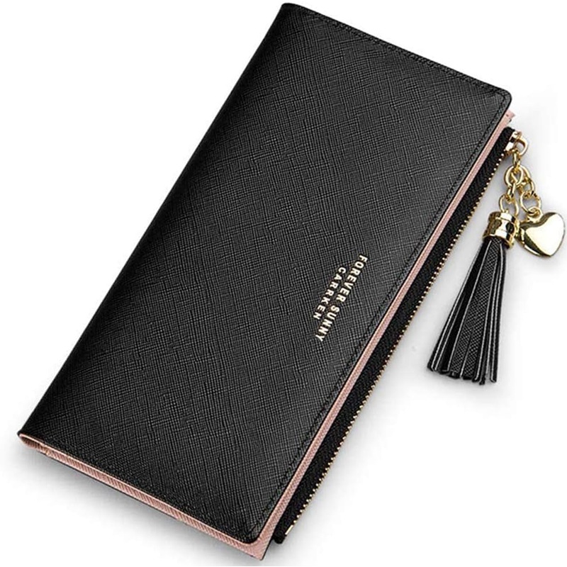 Womens Wallet Cute Slim Card Holder Case Tassels Zip Clutch