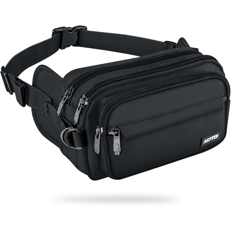 AGPTEK Fanny Pack for Women Men, RFID Large Capacity Waist Wallet Bag, Adjustable & Waterproof Bum Belt Pouch for Travel, Running, Shopping, Hiking, Dog Walking, Cycling, Climbing