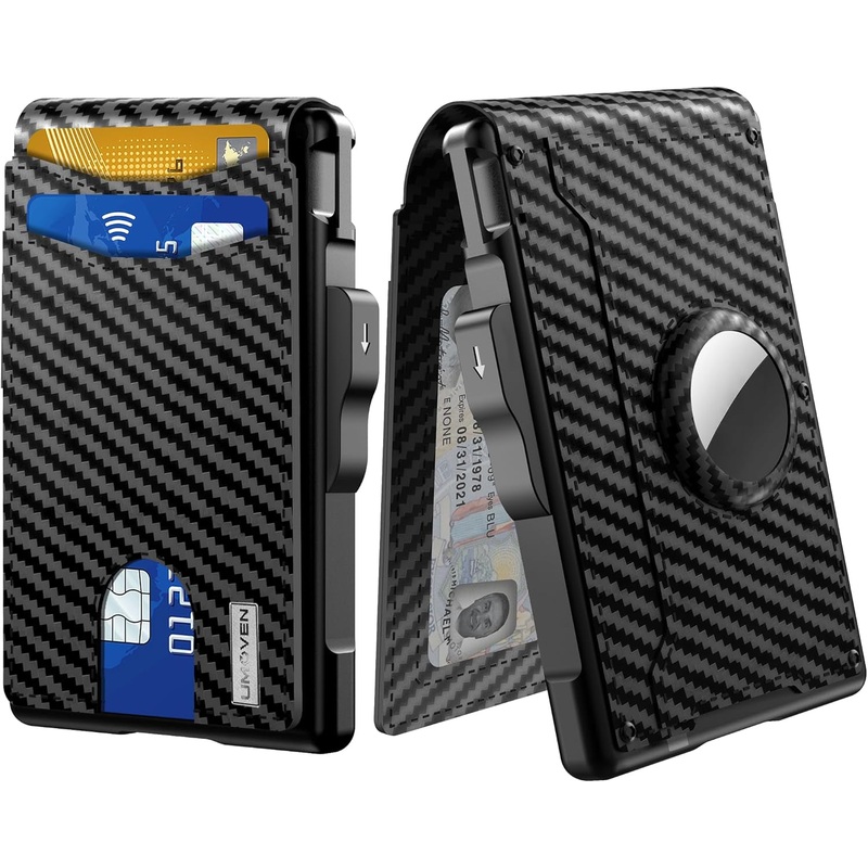 AirTag Wallet for Men with Money Clip Bifold Pop Up Aluminum Card Holder