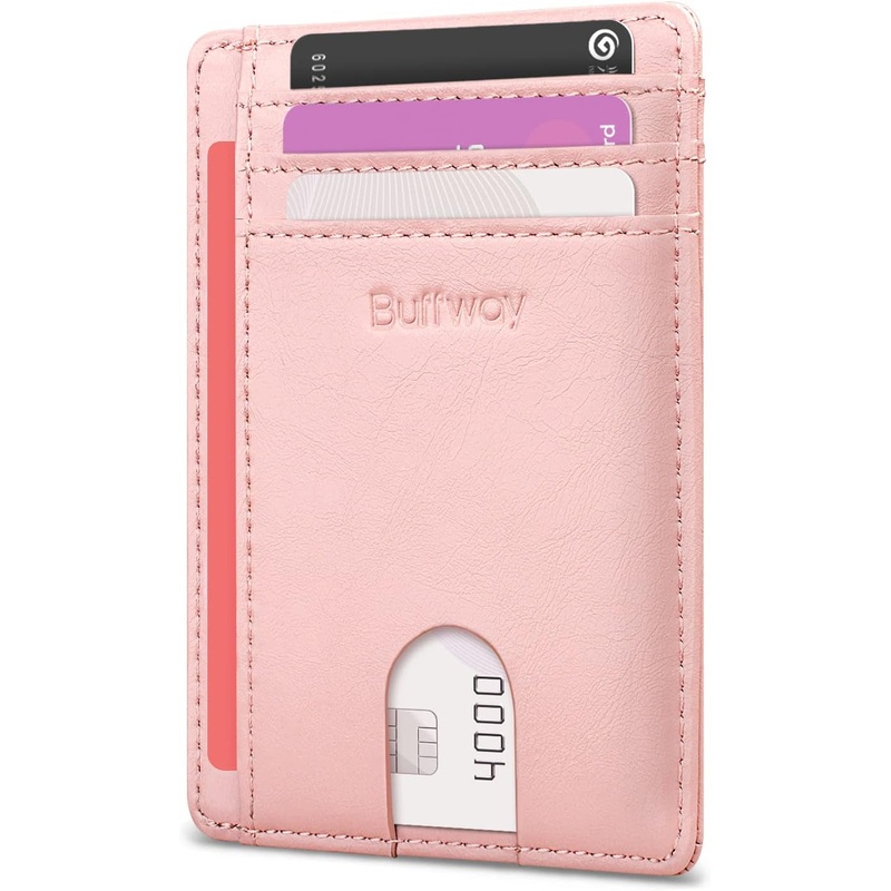 Buffway Slim Minimalist Front Pocket RFID Blocking Leather Wallets for Men and Women
