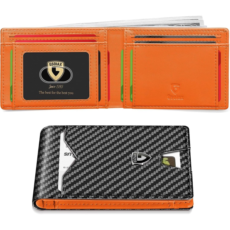 Carbon Fiber wallets Rfid Blocking Bifold Credit Card Holder for Men
