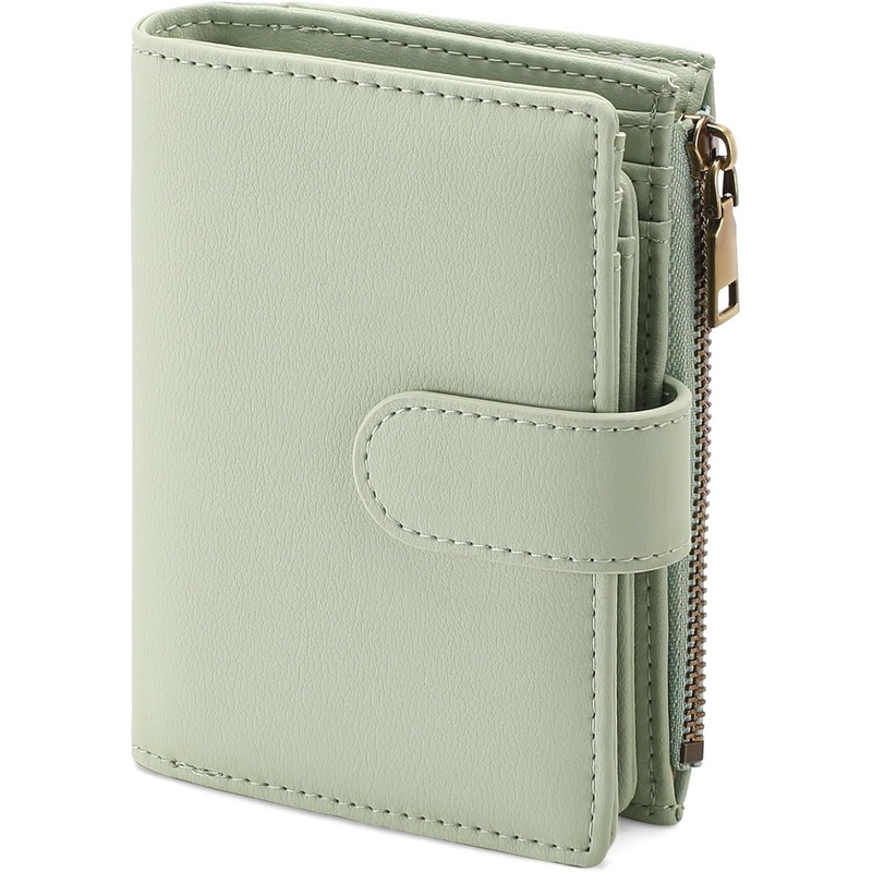 GAEKEAO Small Wallets for Women Leather RFID Blocking Bifold Zipper Pocket Wallet Card Case Purse with ID Window